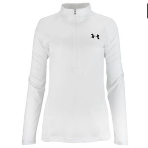 White Women’s Under Armour 1/2 zip 1/4 zip heatgear athletic shirt